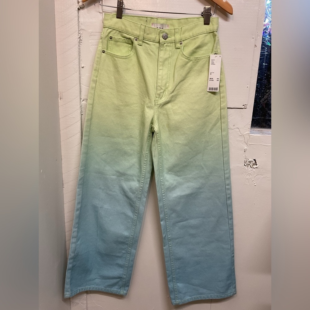 NWT BDG Ombre Wide Leg Jeans Blue Green Sz 26 - Picture 2 of 13
